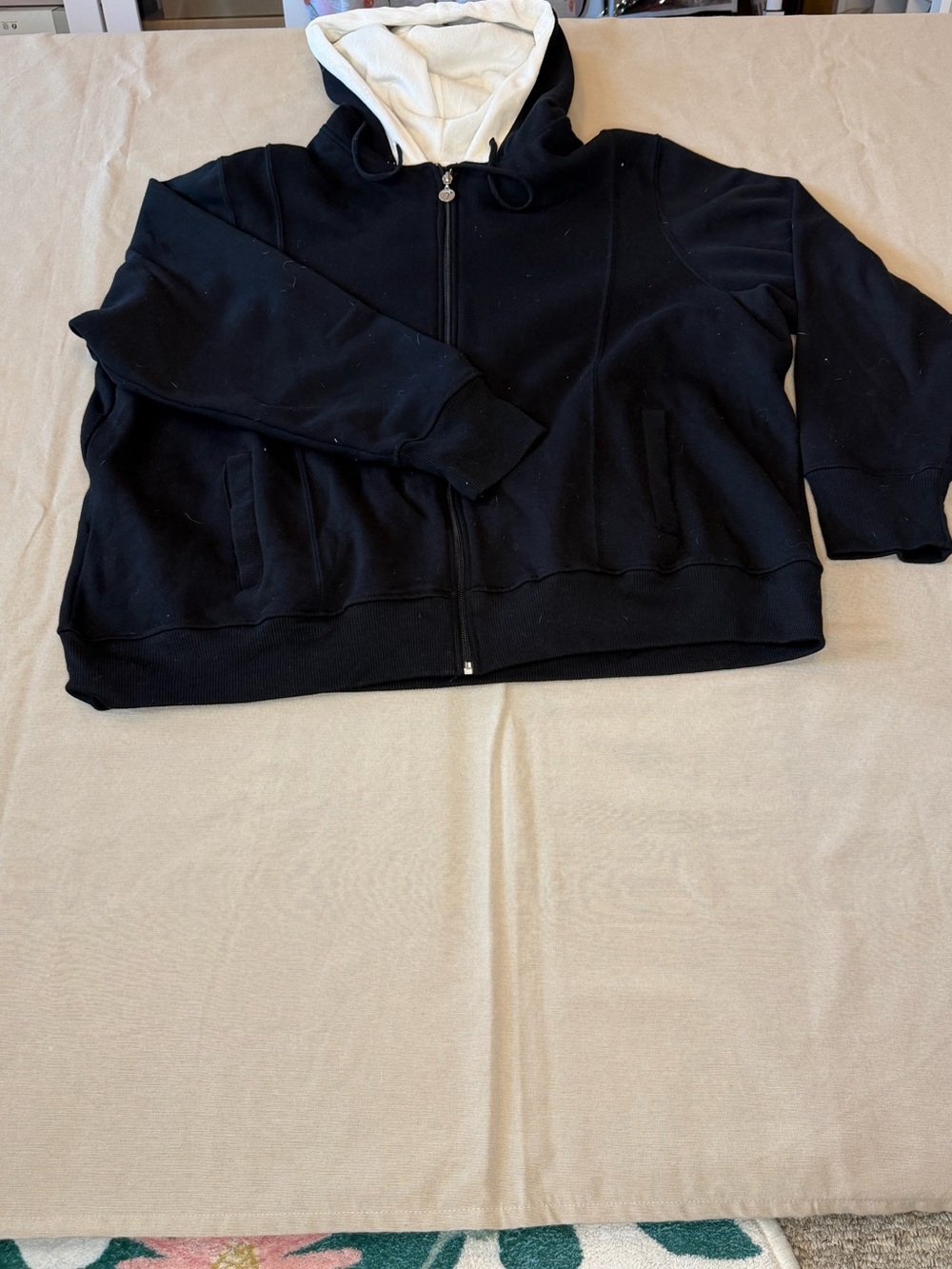 Active USA Black Zip-Up Hoodie with White Lined Hood